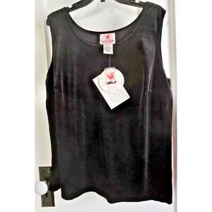 NWT Quacker Factory black velvet tank top embellished neck ‎ Sz 1X